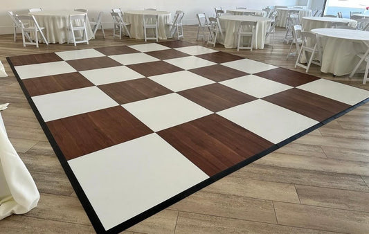 21' x 21' Wood and White Dance Floor