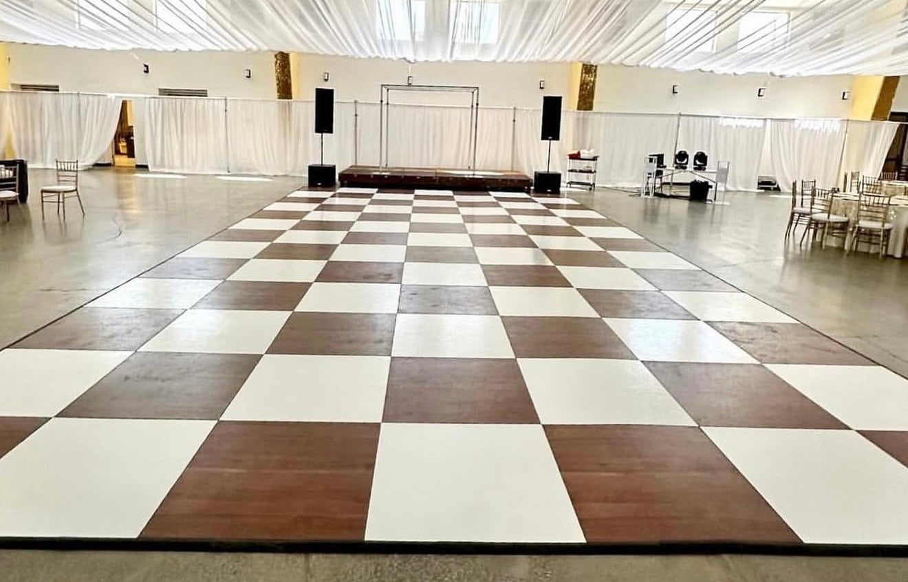 12' x 12' Wood and White Dance Floor