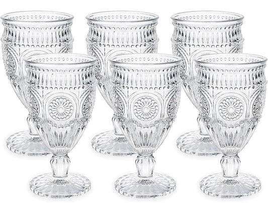 Clear Goblet Glass- Etched