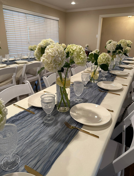 Cheesecloth Table Runner - Dusty Blue