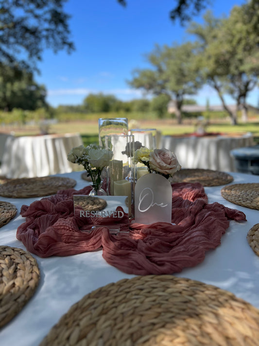 Cheesecloth Table Runner - Mauve